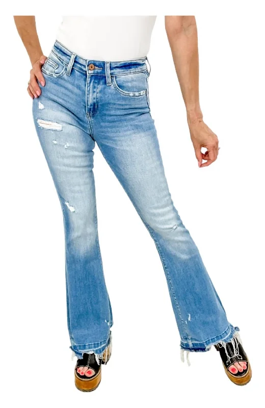 Men's Cargo Jeans with Multiple Pockets for a Practical and Outdoor - Friendly LookDistressed Flare Jeans In Blue