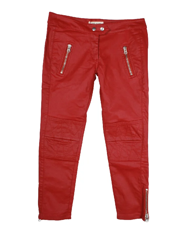 Men's Slim Fit Stretch Jeans in Dark Wash for a Modern and Comfortable LookIsabel Marant x H&M Waxed Biker Jeans in Red Cotton