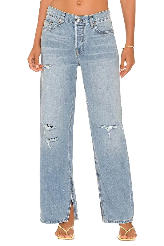 Men's Jeans with a Frayed Hem for a Casual and Effortless StyleLiya Low Rise Boyfriend Jeans In Solana