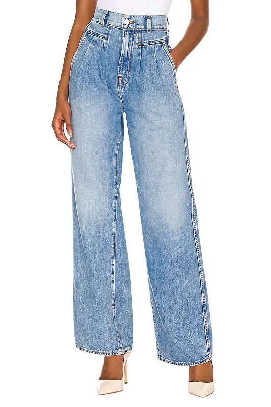 Plus Size Men's Straight Leg Jeans with Reinforced Knees for DurabilityMorgan High Rise Pleated Wide Leg Jeans In Riverside