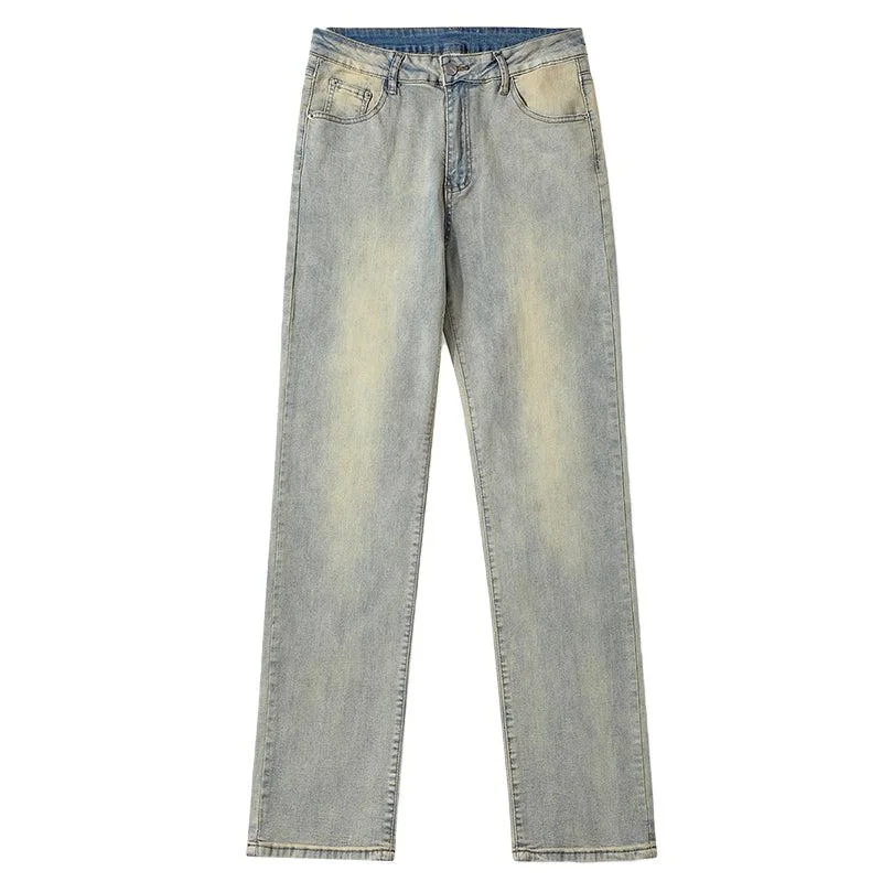 Men's High - Waisted Jeans in a Medium Wash for a Vintage - Style RevivalStraight Retro Washed Jeans