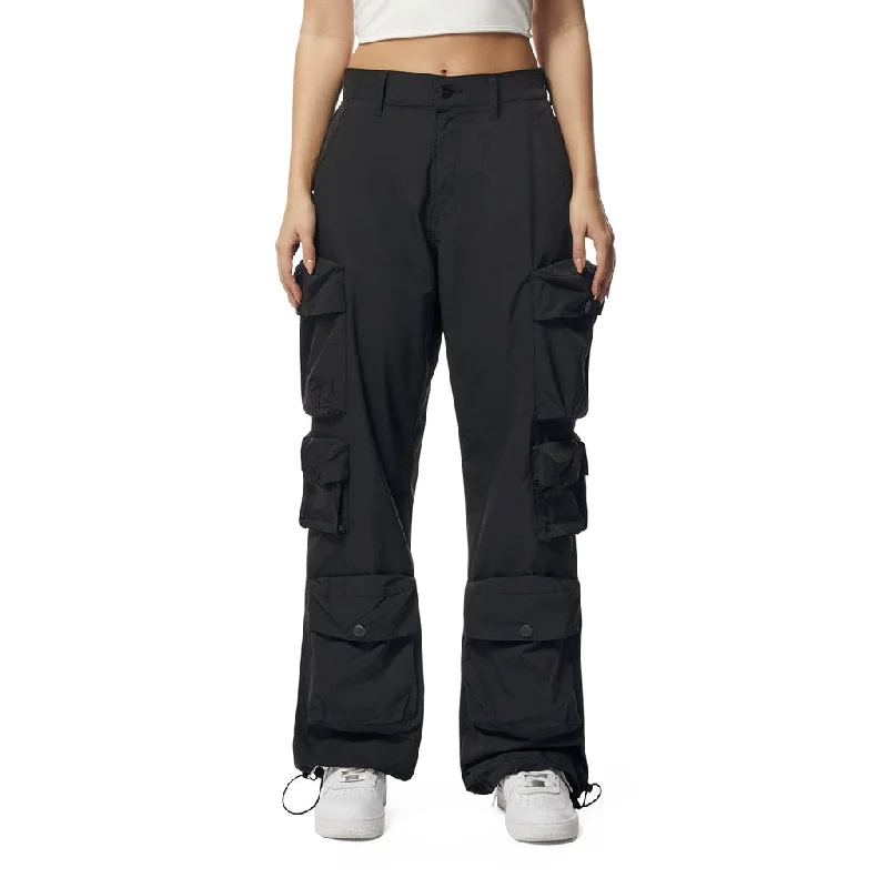 Women's Cargo Pants with Concealed Pockets in Dark Olive for a Sleek and Functional DesignWide Leg Cargo Pants - Black