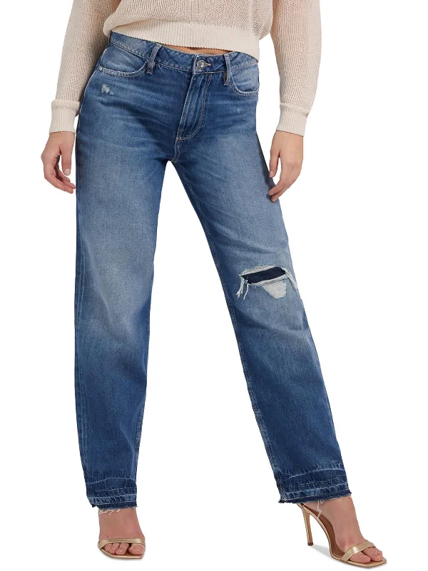 Men's Low - Rise Jeans in a Light Wash for a Casual and Youthful LookWomens High Rise Distressed Straight Leg Jeans