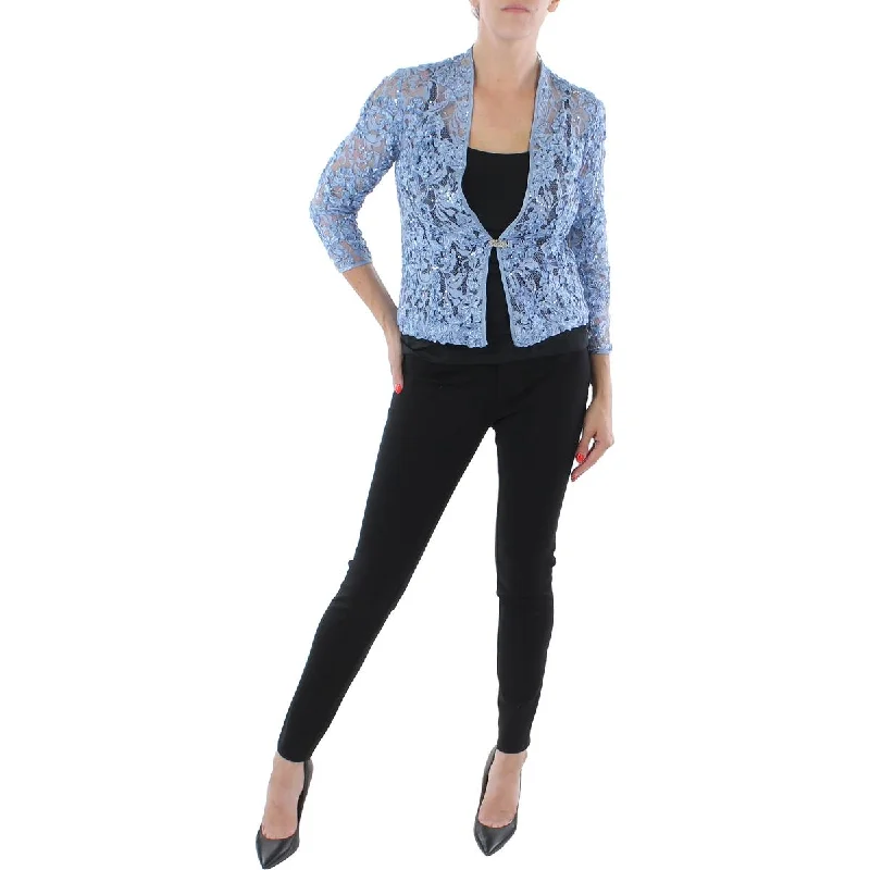 Double - Breasted Women's Polyester Blazers in Bright Colors for a Fun StyleWomens Lace Sheer One-Button Blazer