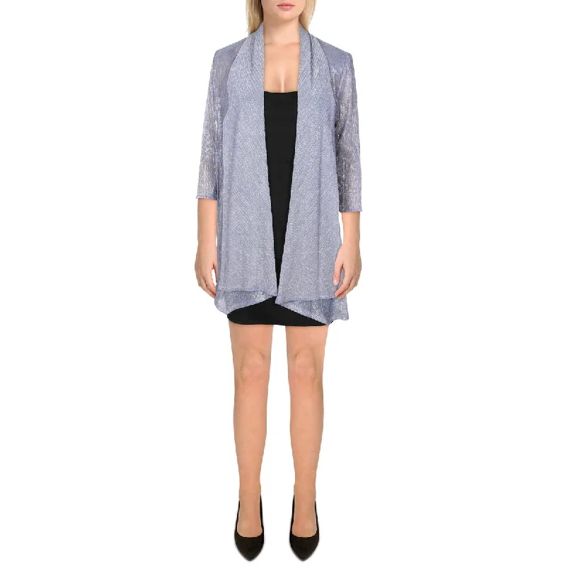 Women's Slim - Fit Blazers in Charcoal Gray for a Professional AppearancePetites Womens Metallic Drapey Duster Blazer