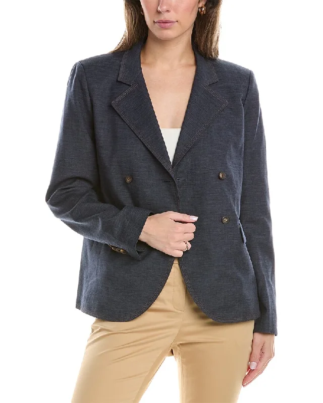 Plus Size Women's Military - Inspired Blazers with Gold Accents for a Bold LookLafayette 148 New York Crop Linen-Blend Blazer