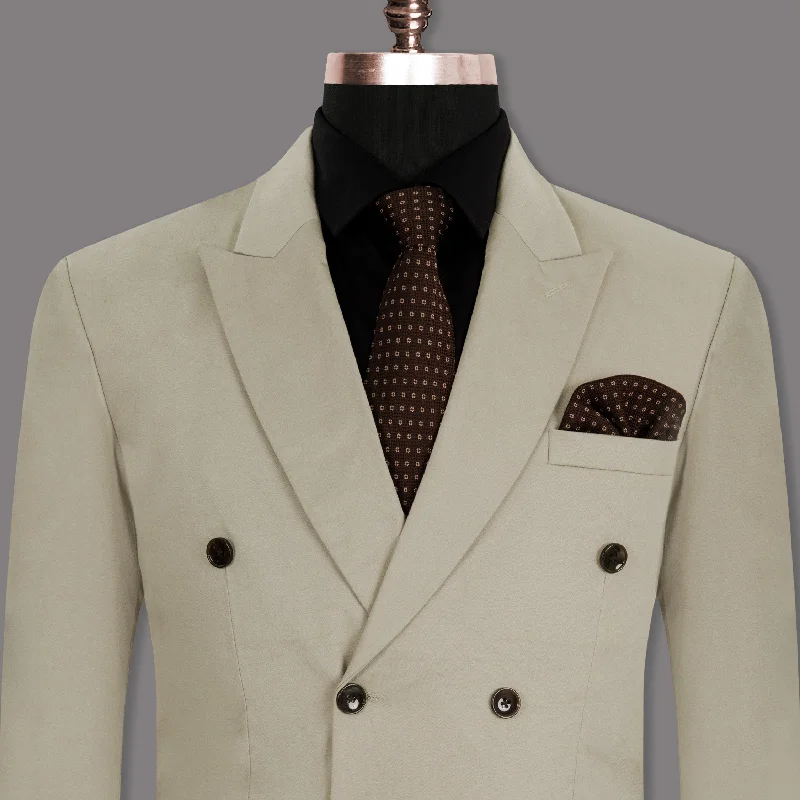 Plus Size Women's Military - Inspired Blazers with Gold Accents for a Bold LookEagle Grey Double Breasted Premium Cotton Blazer