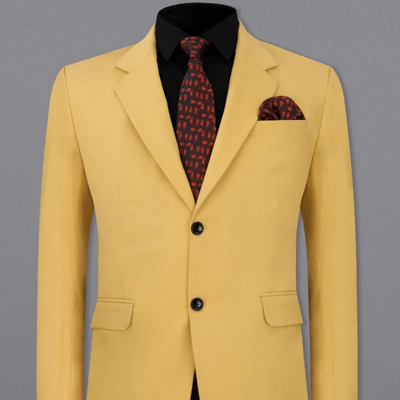 Plus Size Women's Military - Inspired Blazers with Gold Accents for a Bold LookEquator Yellow Premium Cotton Blazer