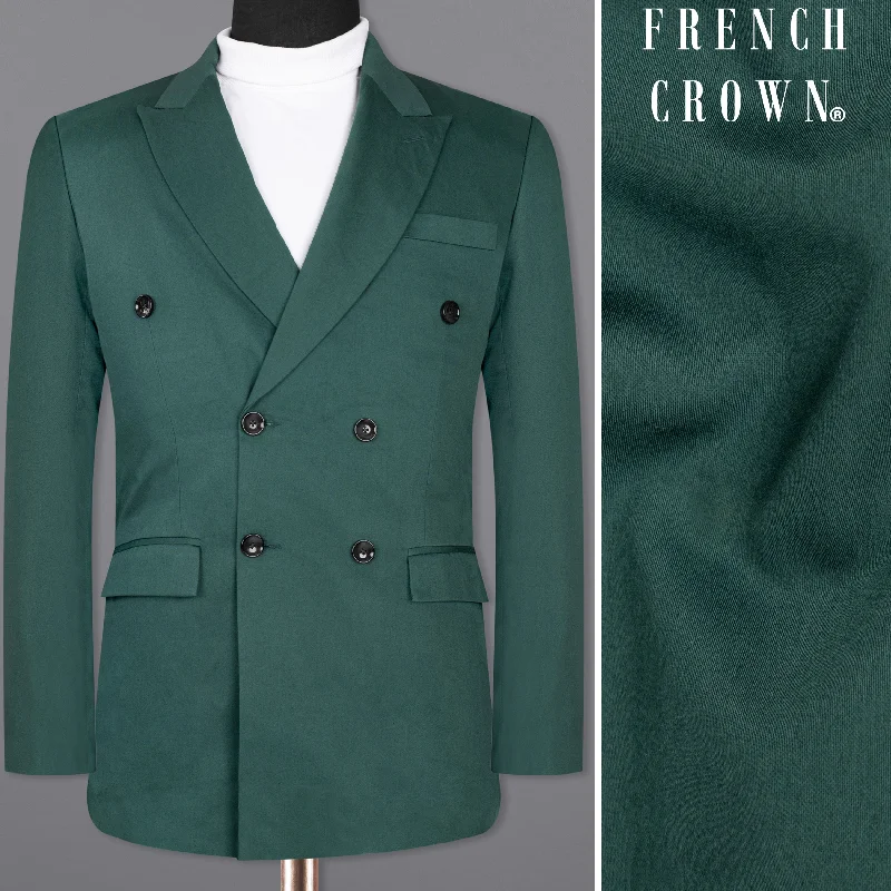 Plus Size Women's Double - Breasted Wool Blazers for Winter Office WearTe Papa Green Double Breasted Premium Cotton Blazer