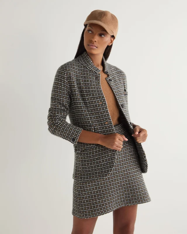 Women's Slim - Fit Blazers in Charcoal Gray for a Professional AppearanceWomen's Dogtooth Utility Cashmere Blazer Brown