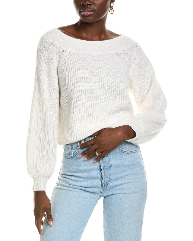 Tie - Front Women's Lambswool Sweaters in Pastel Hues27 Miles Malibu womens  Off-The-Shoulder Cashmere Pullover, xs, White