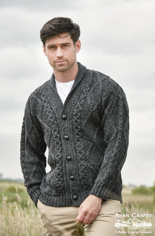 oversized women cardigan for a trendy and cozy lookAran - Men's Kerry Cardigan - Charcoal