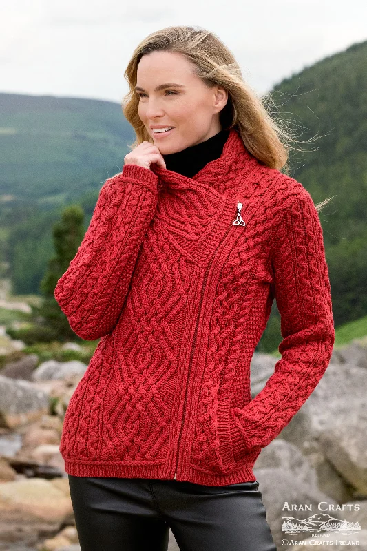 cashmere blend women cardigan for a luxurious feelAran - Shannon Cardigan - Cherry