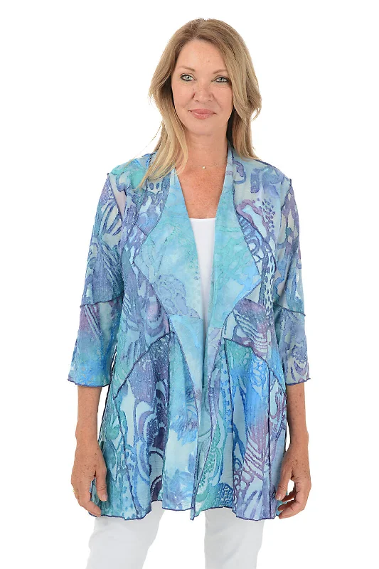 plus size women cardigan for comfortable layeringFanciful Flower Textured Cardigan