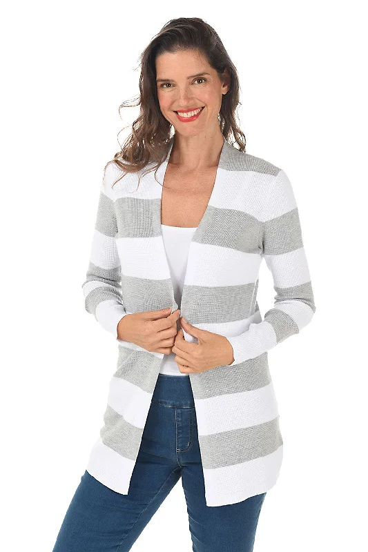 sequin embellished women cardigan for special occasionsStriped Waffle Knit Cardigan