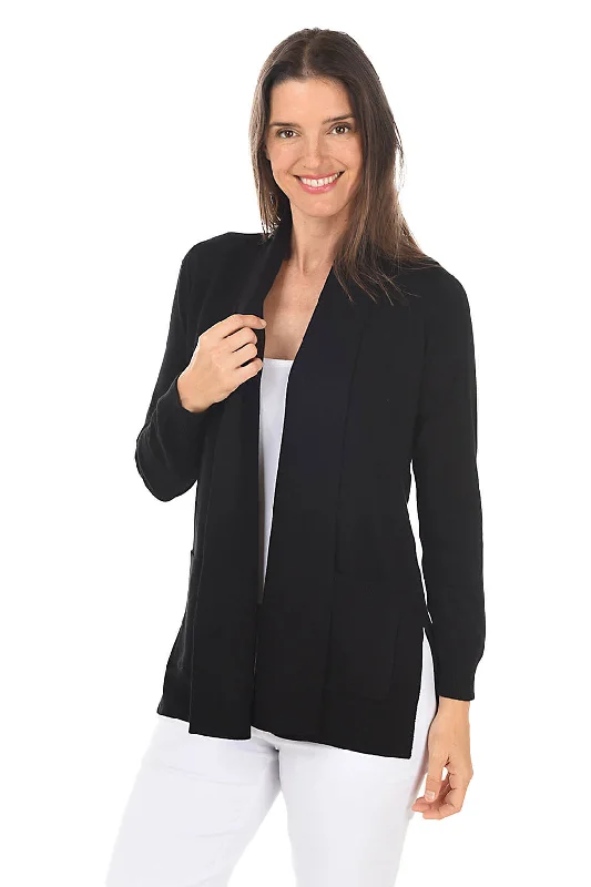 cropped women cardigan to pair with high - waisted jeansLong Sleeve Double Pocket Cardigan