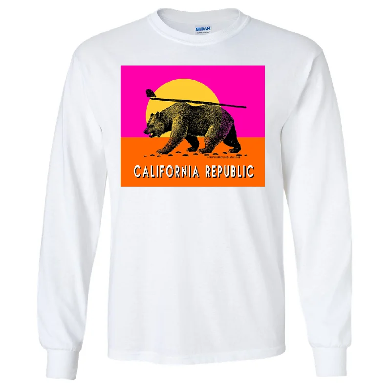 Sequined Women T Shirt for a Sparkly Night OutCalifornia Summer Surf Bear Long Sleeve Shirt