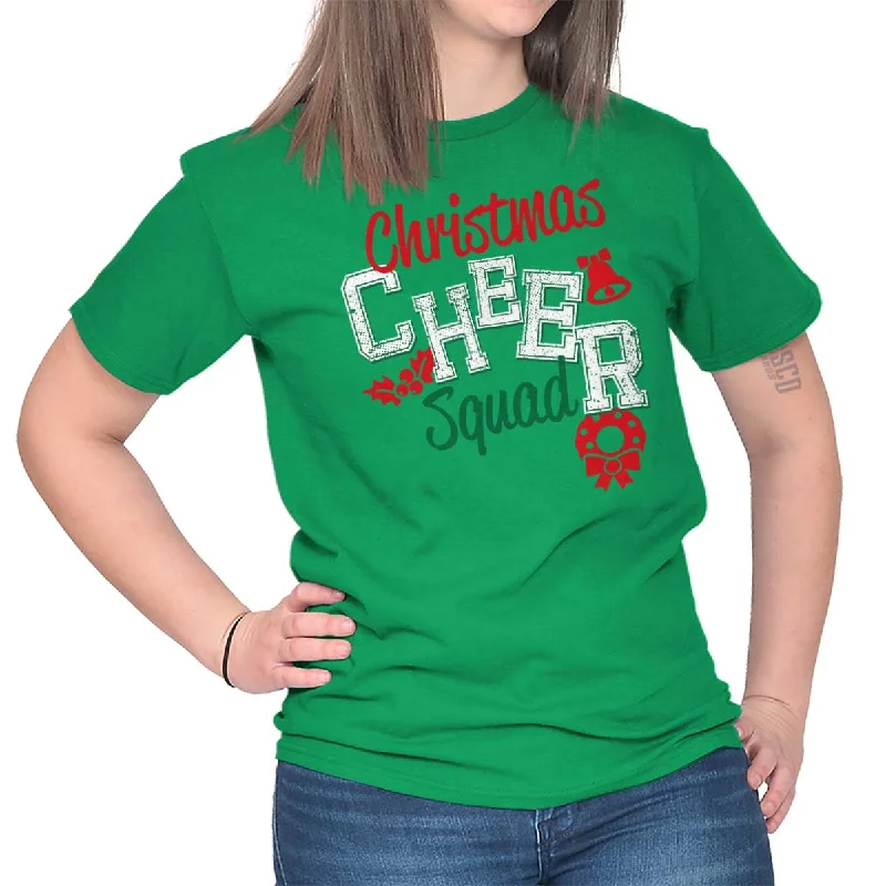 Crop Top Women T Shirt to Pair with High - Waisted BottomsCheer Squad Christmas T Shirt