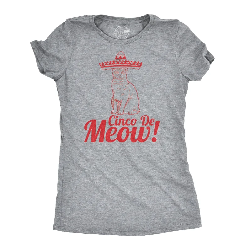 Embroidered Women T Shirt with Intricate DetailsCinco De Meow Cat Women's T Shirt