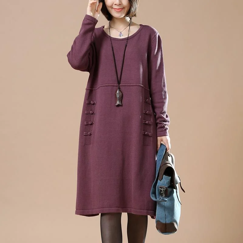 Open - Front Women's Cardigan - Style Mohair SweatersElegant purple sweaters loose women winter dresses plus size