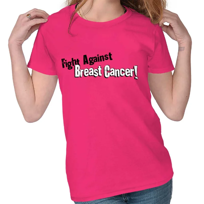 Distressed Women T Shirt with a Laid - Back AestheticBreast Cancer Awareness Ladies T Shirt