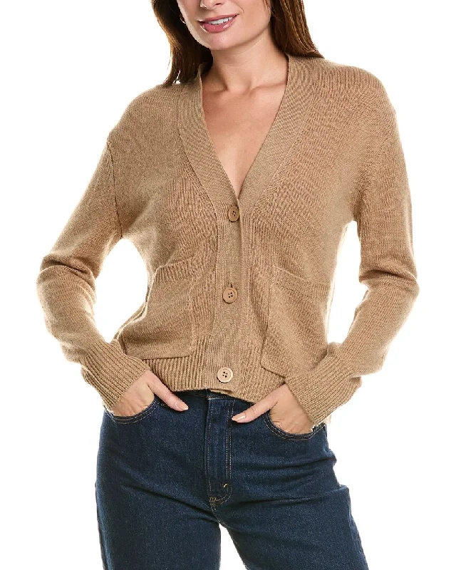 lightweight women cardigan for spring and fallForte Cashmere Pocket V-Neck Wool & Cashmere-Blend Cardigan