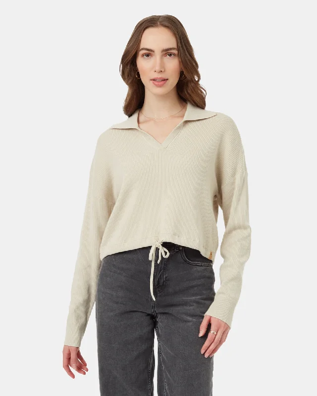 Hooded Women's Fleece - Lined Sweaters for WinterHighline Collared Cinch Waist Sweater