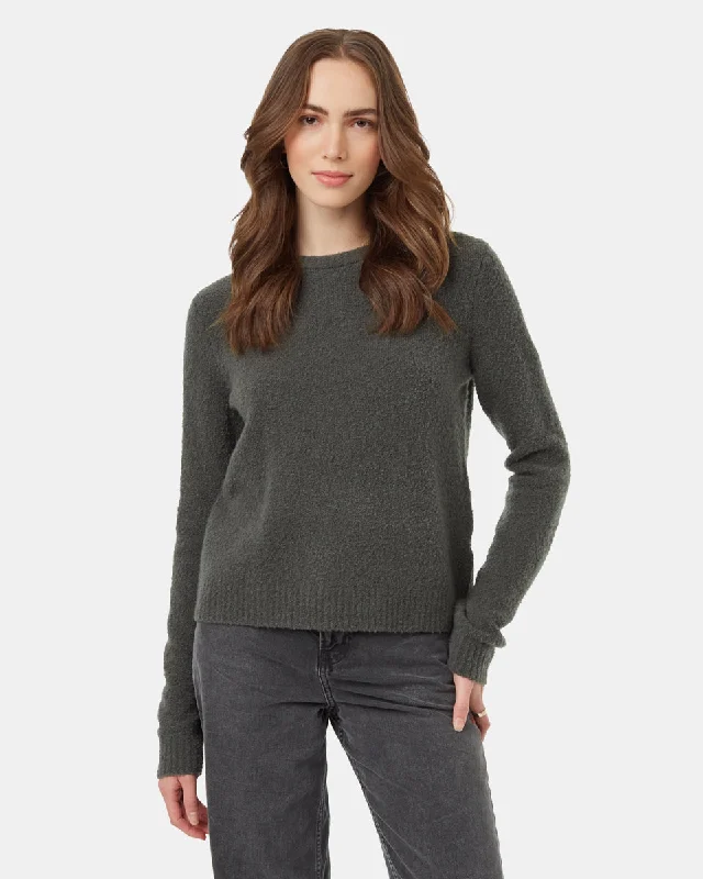 Button - Down Women's Shetland Wool Sweaters in Traditional PatternsHighline Fuzzy Crew Sweater