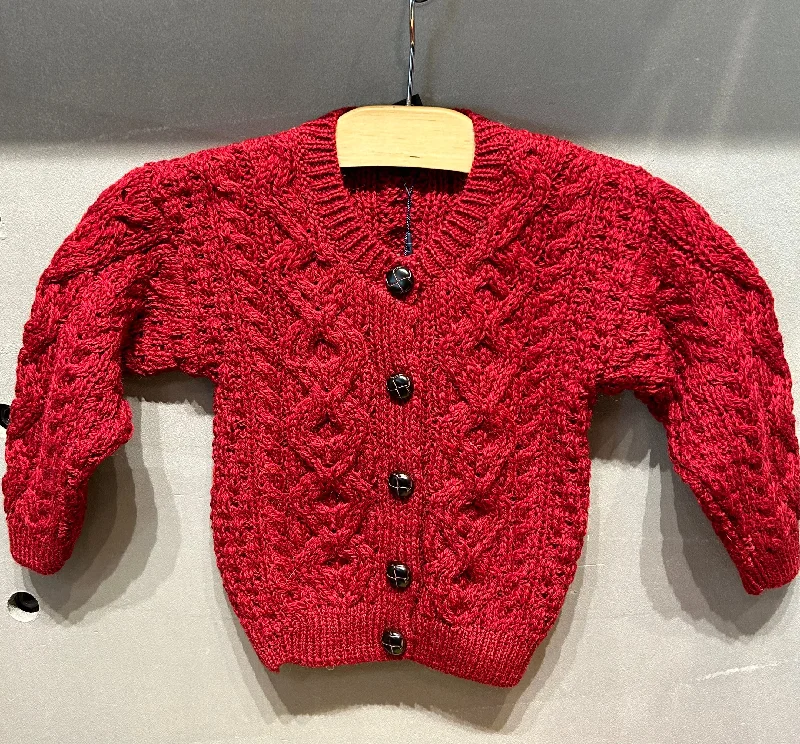 color block women cardigan with bold huesAran - Traditional Children's Lumber Cardigan - Red