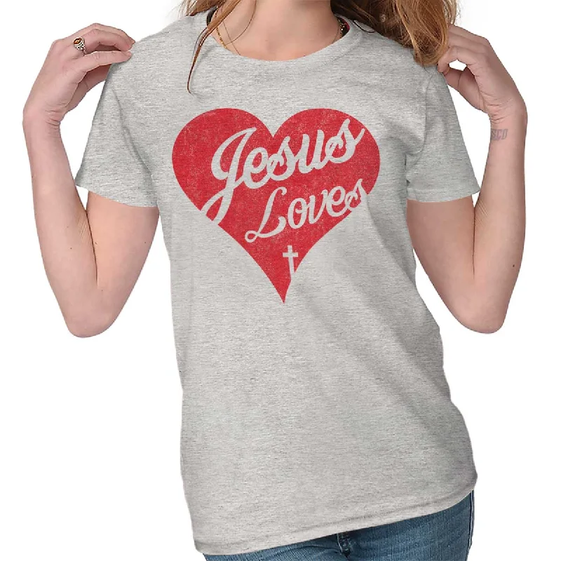 Crop Top Women T Shirt to Pair with High - Waisted BottomsJesus Loves Ladies T Shirt