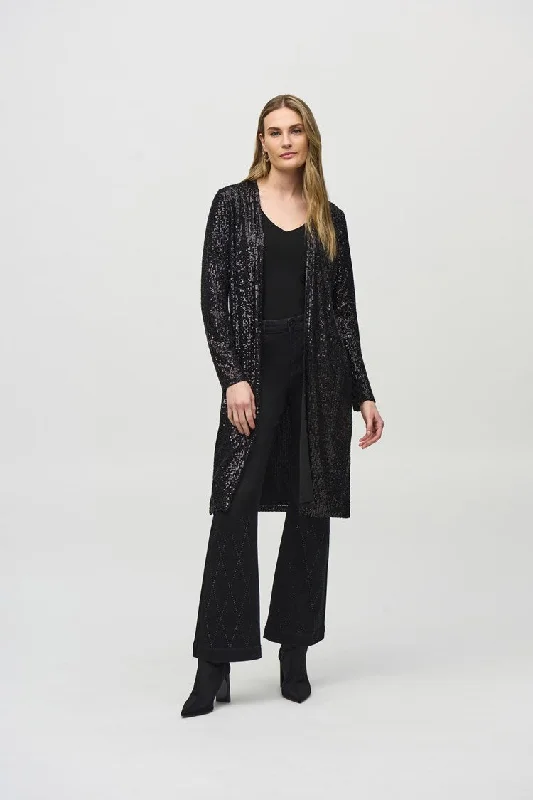 Tie - Front Women's Lambswool Sweaters in Pastel HuesJoseph Ribkoff Black Sequined Knit Cover-Up