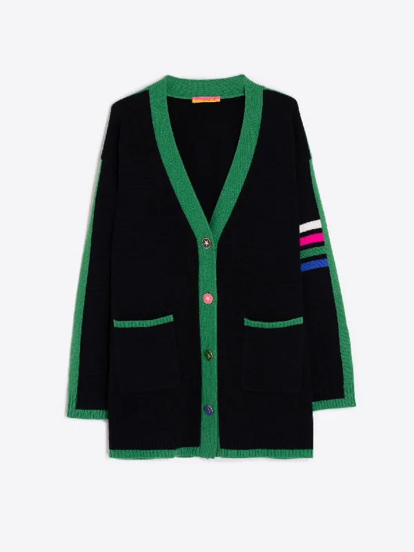 button down women cardigan with vintage buttonsKnitwear Cardigan | Black Green