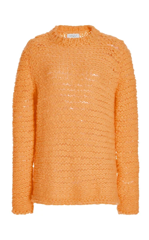 Bell - Sleeve Women's Mohair - Wool Blend SweatersLarenzo Knit Sweater in Fluorescent Orange Welfat Cashmere