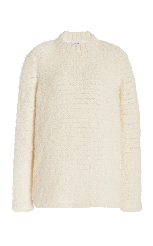 Plus Size Women's Oversized Chunky Knit SweatersLarenzo Knit Sweater in Ivory Welfat Cashmere