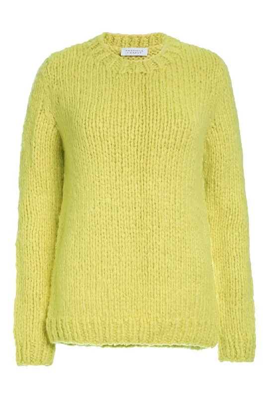 Short Sleeve Women's Cotton Blend Sweaters in Pastel ColorsLawrence Knit Sweater in Lemon Welfat Cashmere