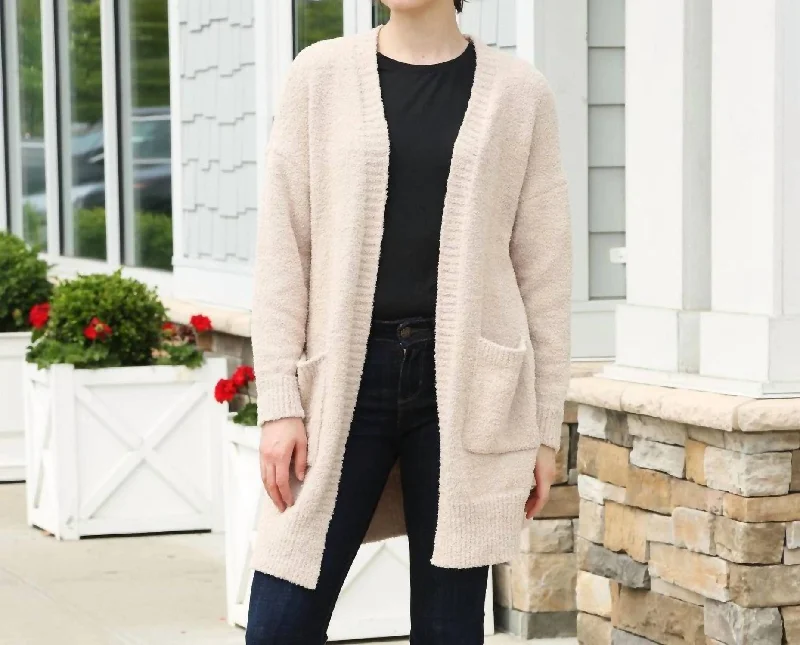 organic cotton women cardigan for an eco - friendly choiceLux Comfy Cardigan In Beige