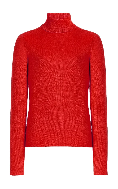 Plus Size Women's Oversized Chunky Knit SweatersMay Knit Turtleneck in Red Topaz Merino Wool Cashmere