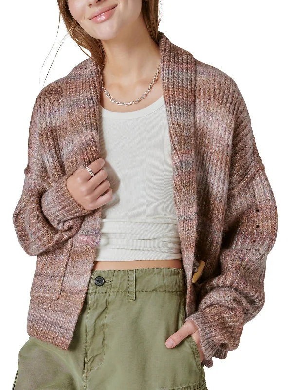 hand knitted women cardigan with artisanal charmPetites   Womens Striped Casual Wear Cardigan Sweater