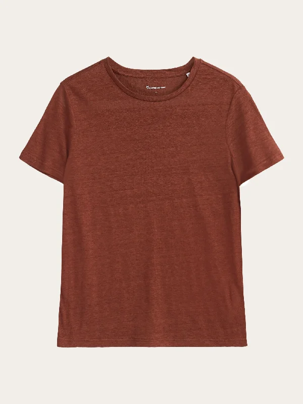 Ringer T Shirt Women with Retro - Inspired StripesReg linen t-shirt - Tiramisu