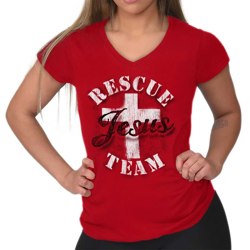 Sheer Women T Shirt for a Stylish and Alluring LookRescue Team Junior Fit V-Neck T-Shirt