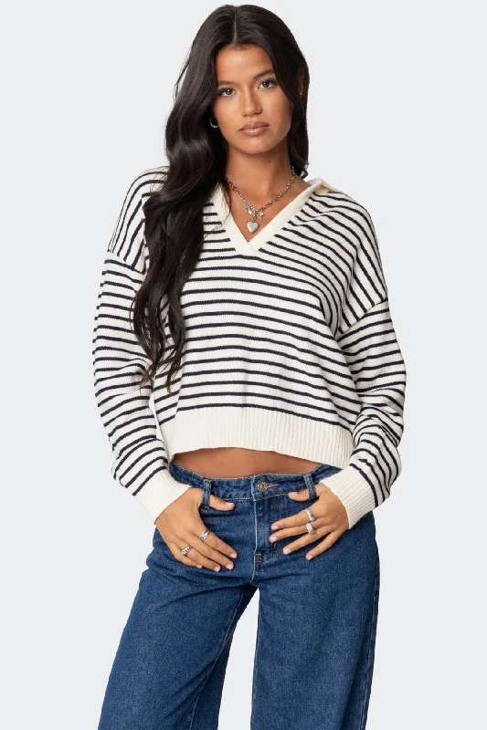 Plus Size Women's Side - Slit Sweaters in Bold SolidsCopenhagen Oversized Striped Sweater