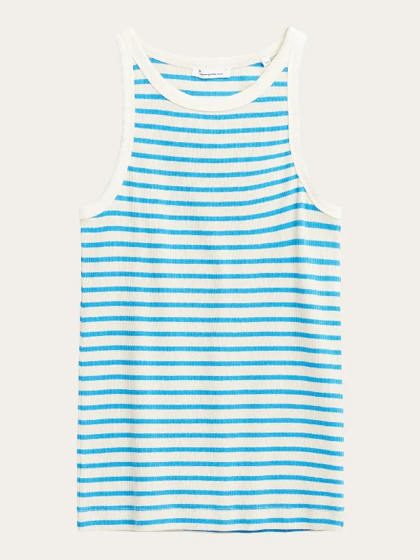 Muscle Women T Shirt for a Sporty and Casual LookStriped racer rib top - Blue stripe