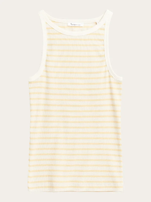 Crew Neck Women T Shirt with a Timeless DesignStriped racer rib top - Yellow stripe