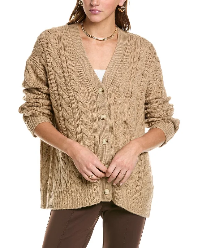 boyfriend style women cardigan for a relaxed fitVince Twisted Cable Oversized Wool & Cashmere-Blend Cardigan