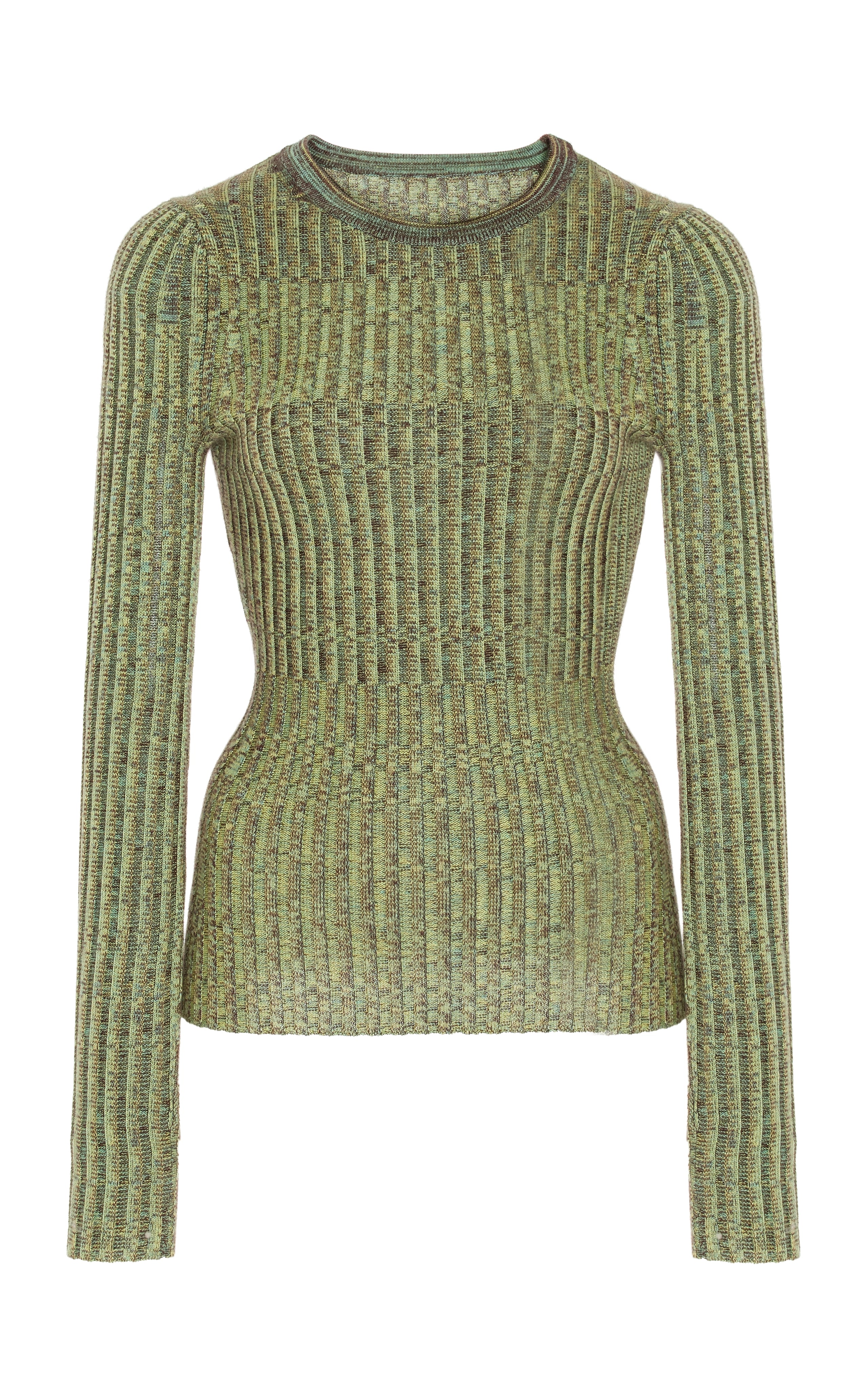 Button - Down Women's Shetland Wool Sweaters in Traditional PatternsWillow Knit Sweater in Green Multi Cashmere Silk