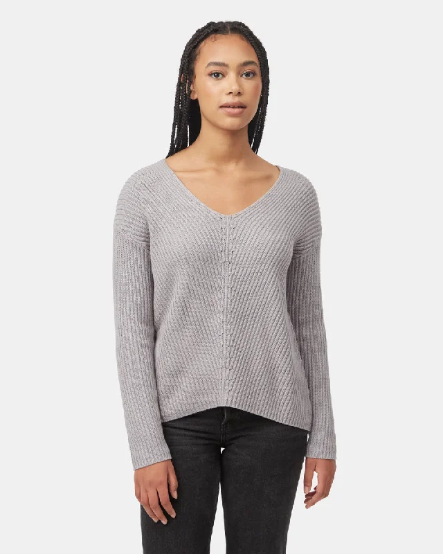 Split - Hem Women's Linen Blend Sweaters for SpringHighline V-Neck Sweater