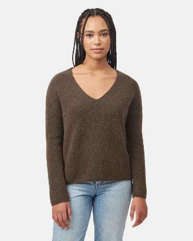 Plus Size Women's Belted Cable Knit SweatersHighline Fuzzy V-Neck Sweater