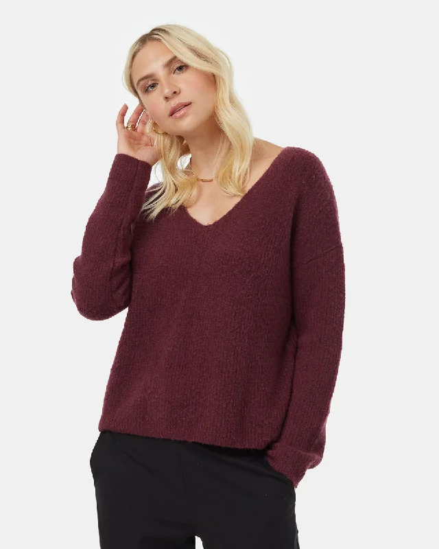 Boat Neck Women's Merino Wool Sweaters in Neutral ShadesHighline Fuzzy V-Neck Sweater