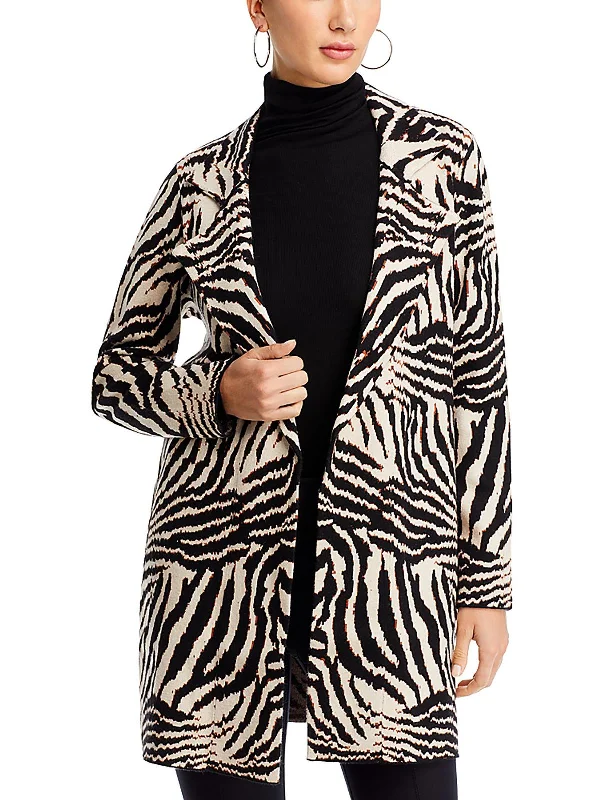 v neck women cardigan to elongate the necklineWomens Open Front Animal Print Cardigan Sweater