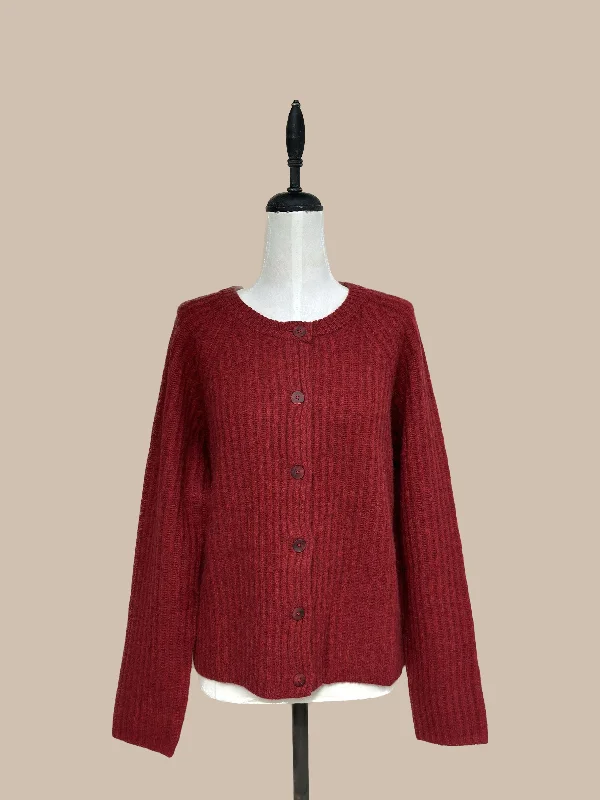 cropped women cardigan to pair with high - waisted jeansZaha Yak Cardigan - Dark Red